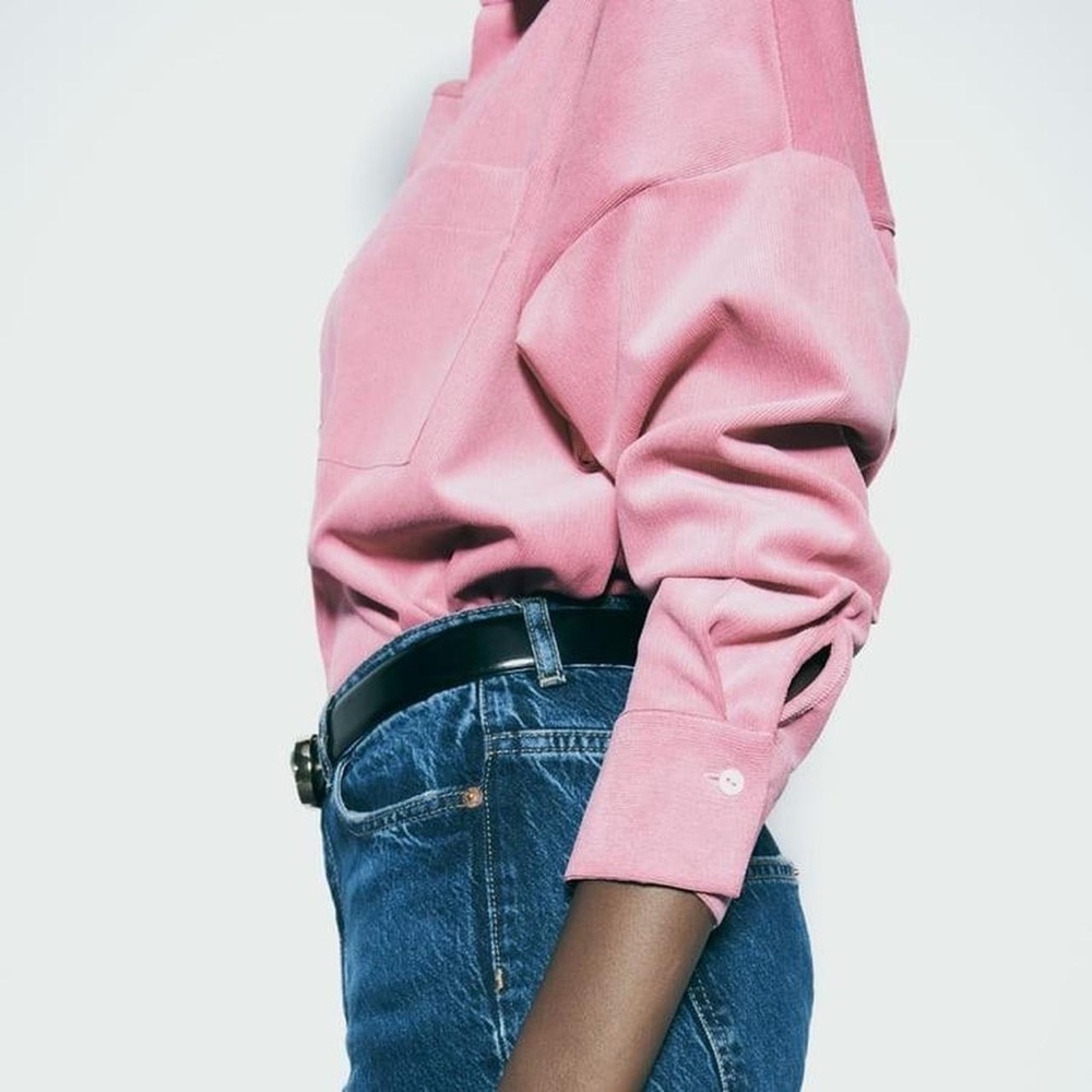 Zara Pink Fine-Waled Corduroy Shirt - Picture 4 of 4